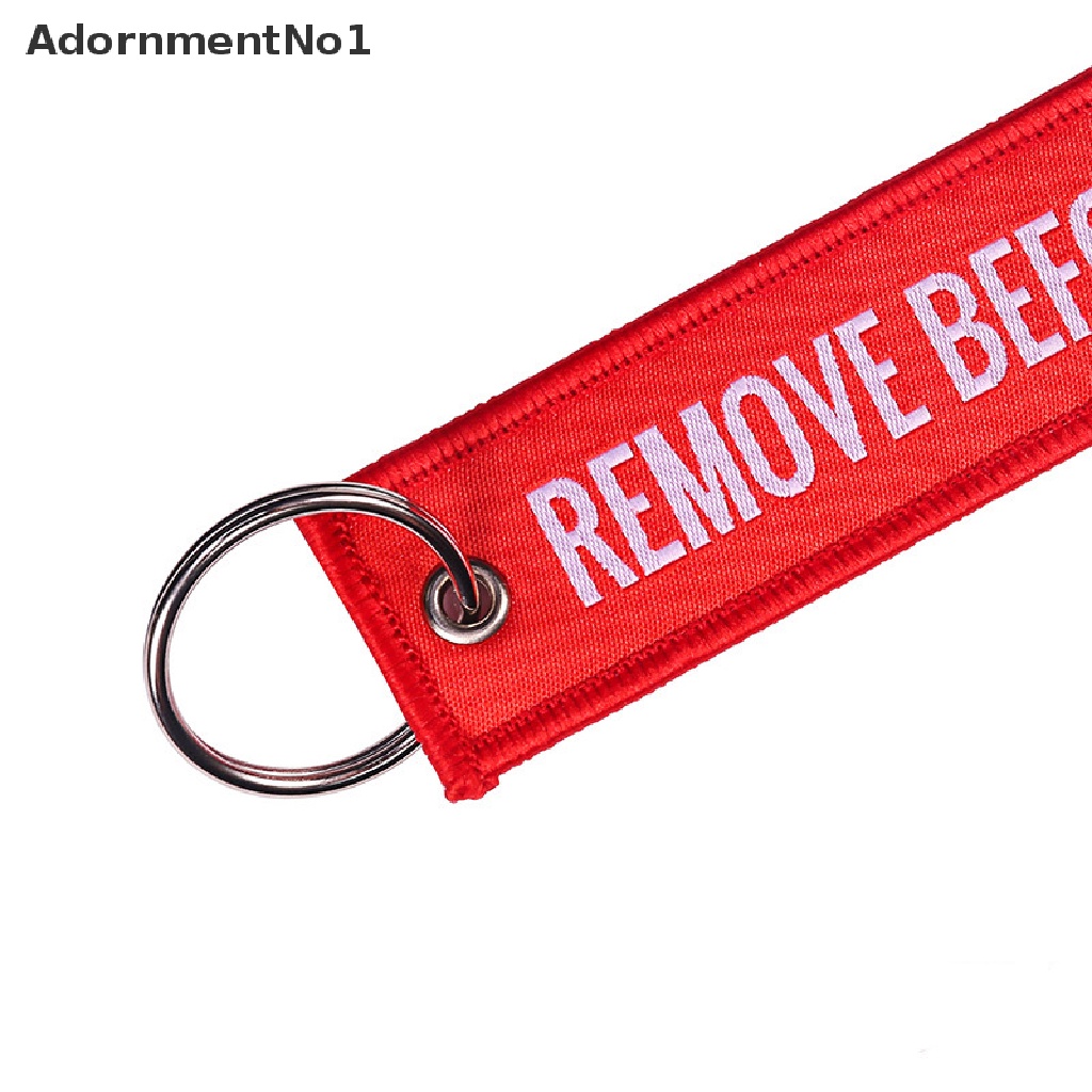 (AdornmentNo1) Gantungan Kunci Motif Tulisan Remove Before Flight Bahan Polyester Ukuran 13x3cm