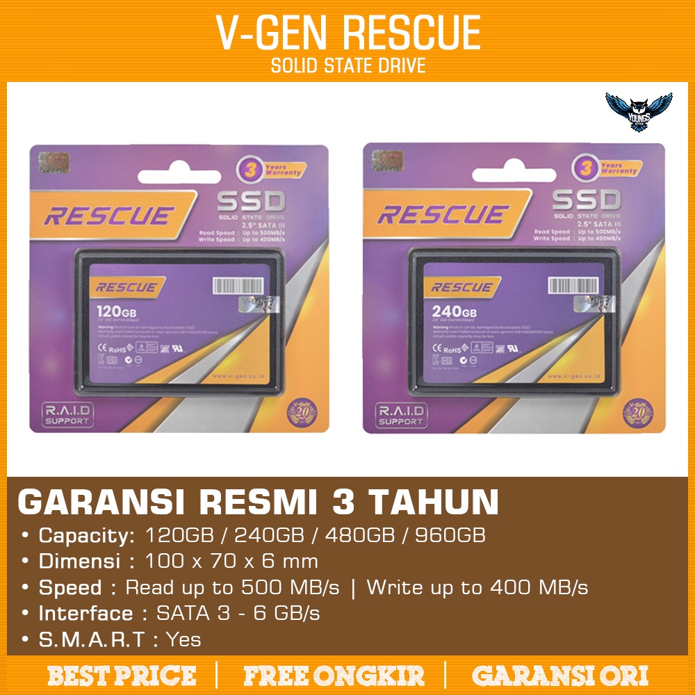 SSD 2.5&quot; VGEN RESCUE ( 120GB / 240GB / 480GB / 960GB ) SSD V-GEN SATA