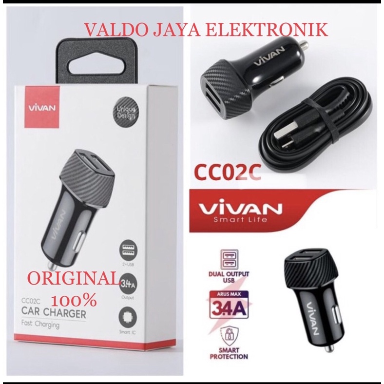 VIVAN Charger Mobil Vivan CC02C Charger HP di mobil Alat Charge Handphone