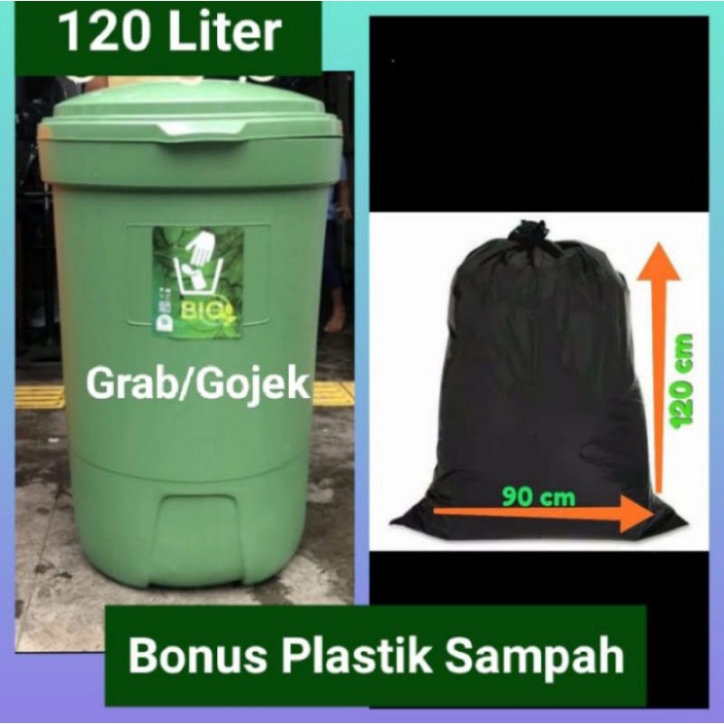 TEMPAT SAMPAH BESAR 120 LITER + RODA  GREEN LEAF 2120/BAK SAMPAH/TONG SAMPAH BULAT BESAR RODA