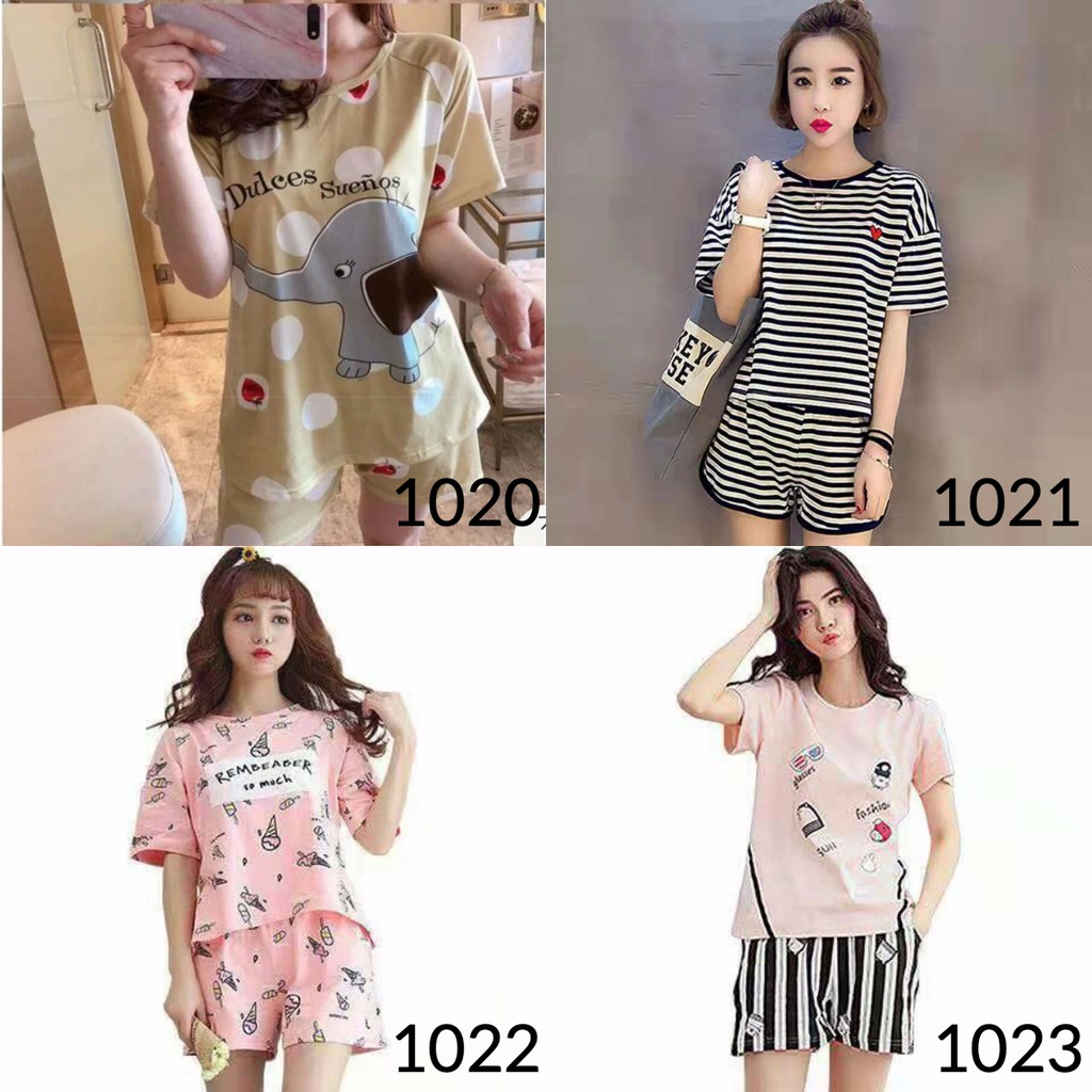 baju tidur wanita celana pendek/ karakter top / piyama tidur hp / pajamas import / baju bobo