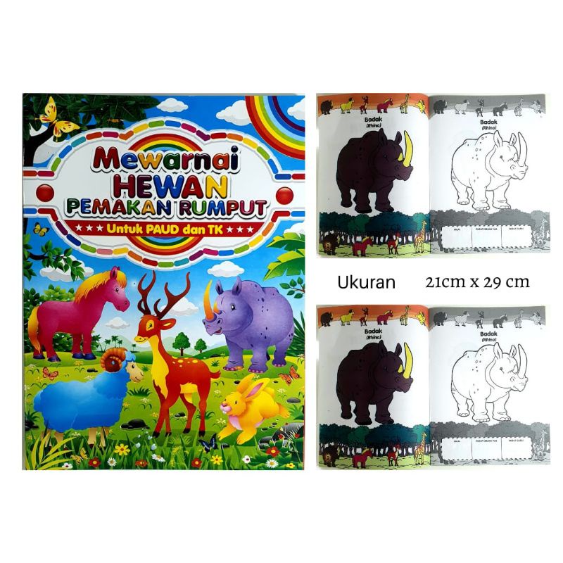 BOEDIONO - Buku Mewarnai Pemakan Rumput Untuk Paud & Tk (ukuran 21x29)
