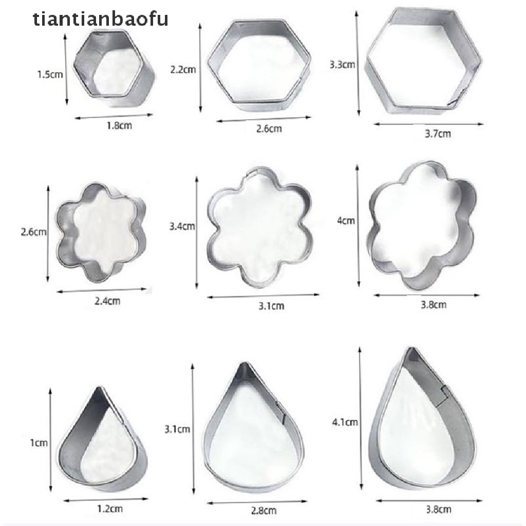 Alat Cetakan Pemotong Tanah Liat Polimer Bahan Stainless Steel Bentuk Geometris