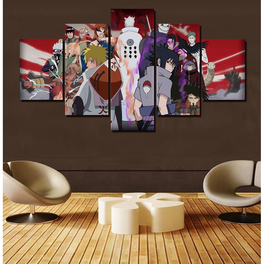 Unframed 5 Panels Naruto Characters Print Anime Poster Wall Art Canvas Painting For Home Decoration Shopee Indonesia