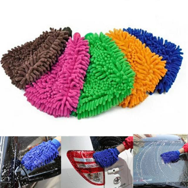 Nuansa - Sarung tangan cendol Microfiber Car Wash Washing Cleaning Gloves Wol Cuci Mobil Motor
