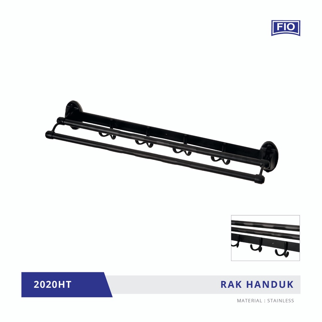 Rak Handuk Lipat 2in1 Stainless Fio2020 - Rak Handuk Plus Gantungan Hook Baju Stenliss Minimalis S12