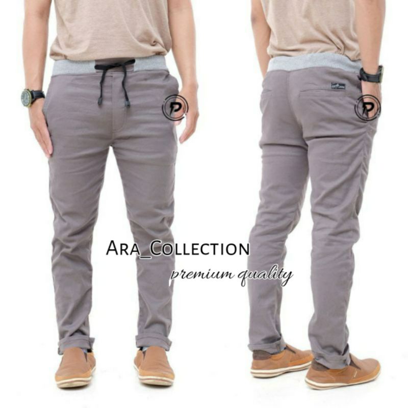 Celana Chino Panjang Karet Rip Premium size 27-38 Bisa COD