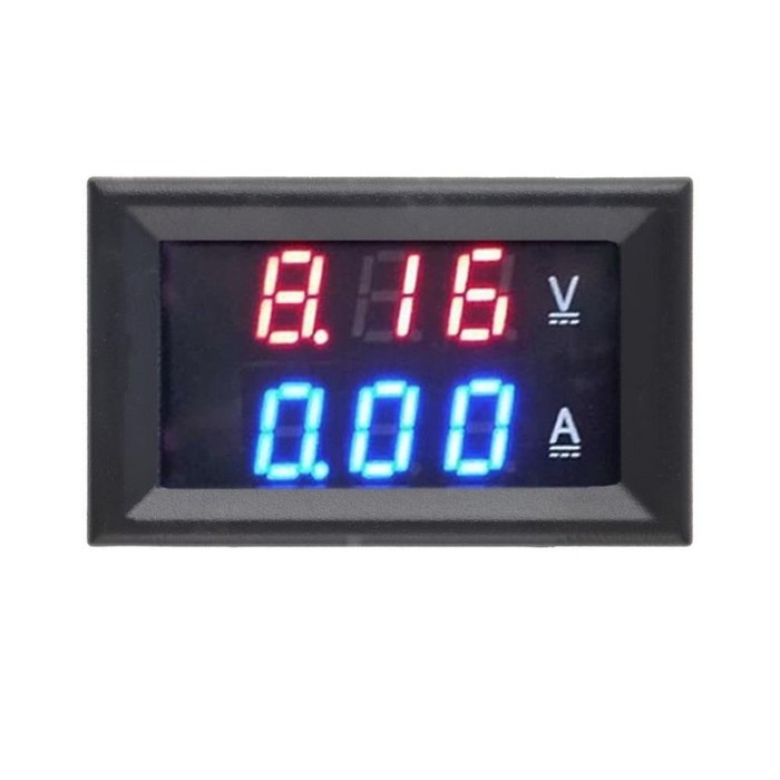 Voltmeter Volt Meter Ampere Meter Digital 2 Kabel 100 v 10 A Merah Biru