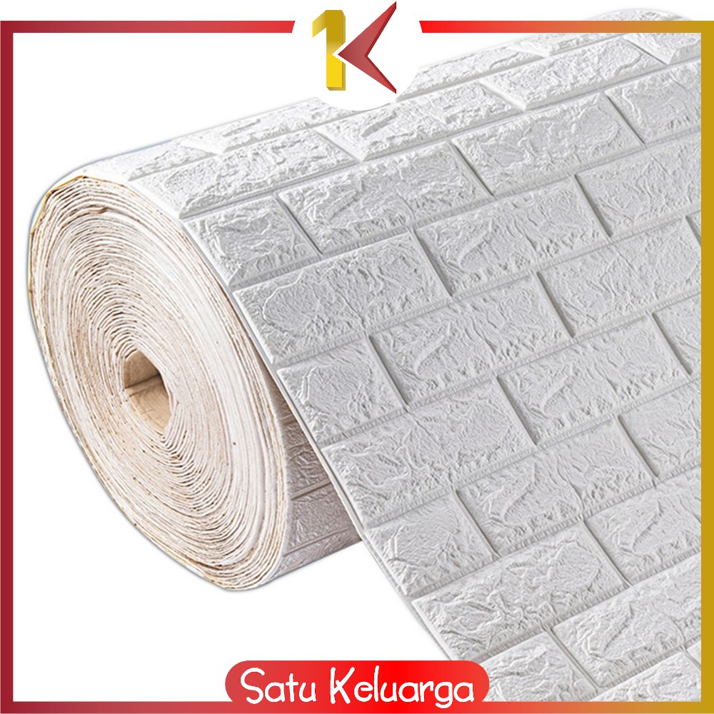 SK-C211 Wallpaper Dinding Foam 3D 20 METER / Wall Stiker Dinding Motif Bata / Walpaper Dinding Kamar-PUTIH