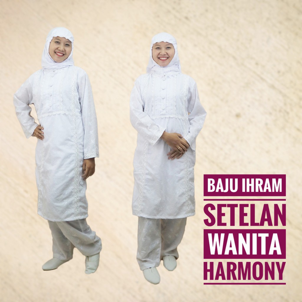 Setelan Baju Ihram Ihrom Wanita Harmony Bahan Katun Jepang Perlengkapan Haji dan Umroh