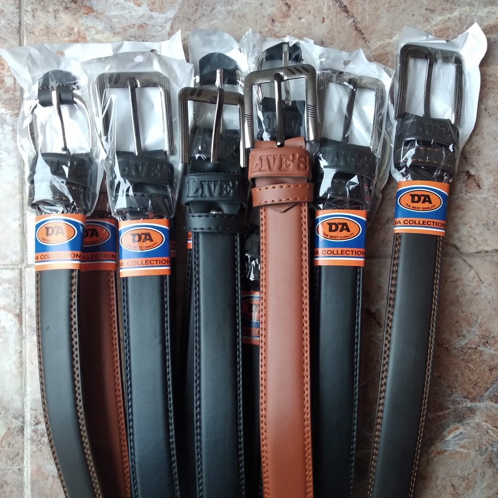 Ikat Pinggang Kulit sintetis Model jarum Sabuk Pria Kode S018