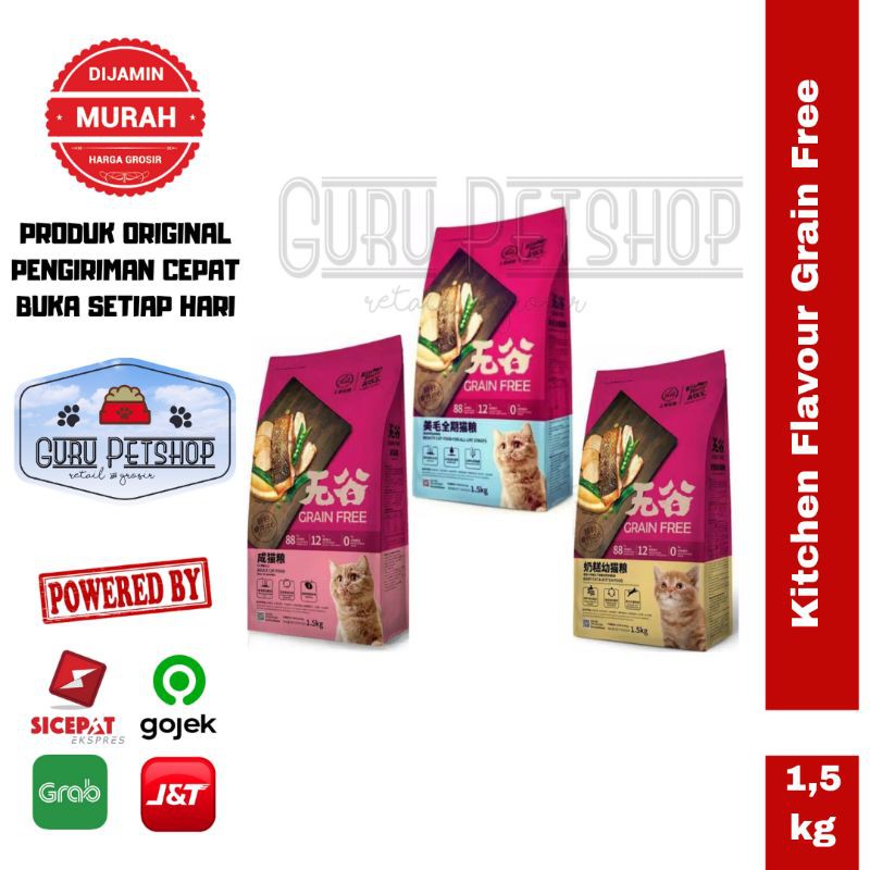 Kitchen Flavour Grain Free All Varian 1,5kg Freshpack / Makanan Kucing