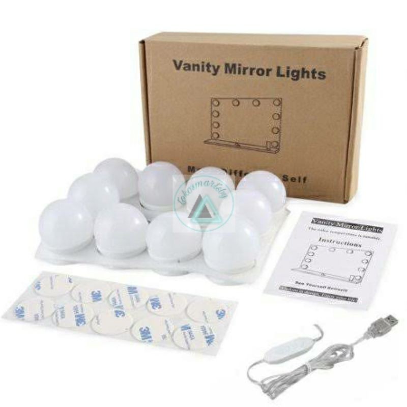 Vanity Mirror Lamp / Lampu LED Meja Rias Make Up 4/6/10 Bohlam BISA GANTI 3 PILIHAN Warna