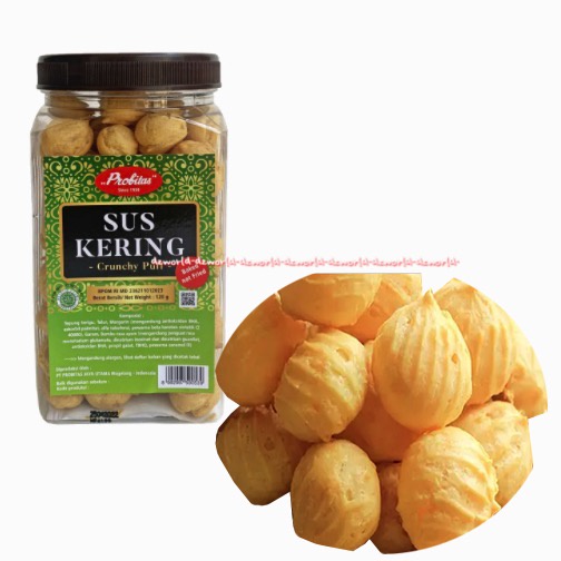 Probitas Sus Kering Crunch Puff 180gr Soes Kering Siap Makan Konsumsi Halal MUI Cemilan Kue Soes Kriuk Garing Pro Bitas Kemasan Toples Kaleng