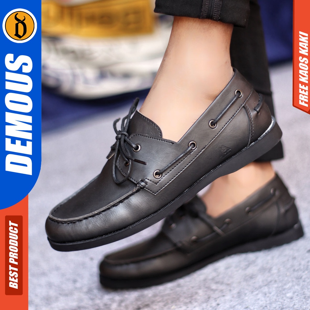 Sepatu Formal Pria Sepatu Casual Pria Kulit Pu Tali Sepatu Pantofel Kerja Kantor Kuliah Kondangan Sepatu Hitam Pria DEMOUS VALIANZ