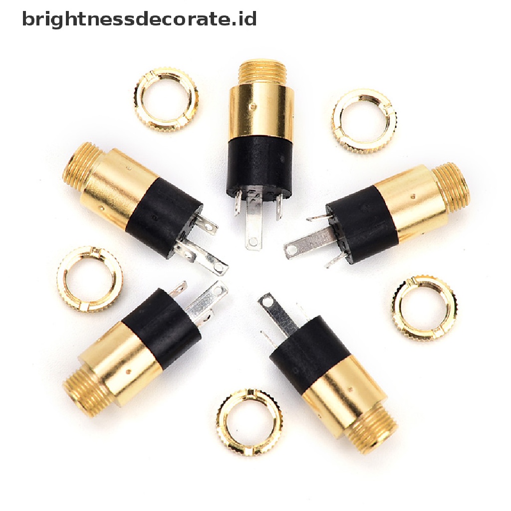 (Birth) 5pcs Konektor Jack Audio 3.5mm Female Pj392 Warna Emas Untuk Headphone