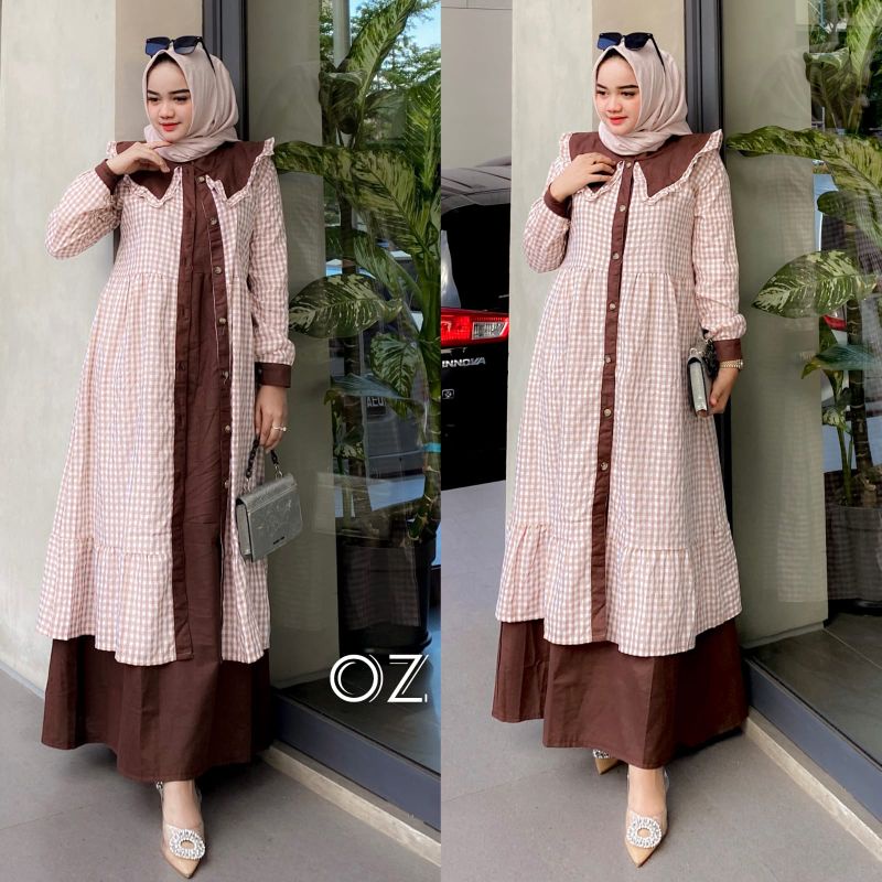 SET ABAYA MAXI COTTON PREMIUM+LUARAN OUTER COTTON IMPORT ORIGINAL NEW OZ