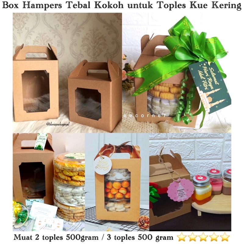 Kotak Dus Toples Kue Kering Handle Box (FREE HANGTAG NATAL) Gable Box 14X14X14 muat 2 toples 500 gra