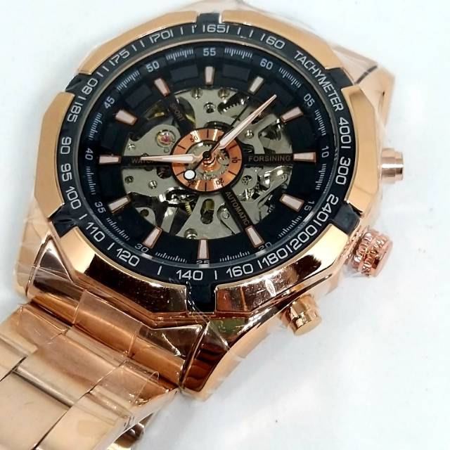 Jam tangan Forsining Gold Automatic Skeleton ORI