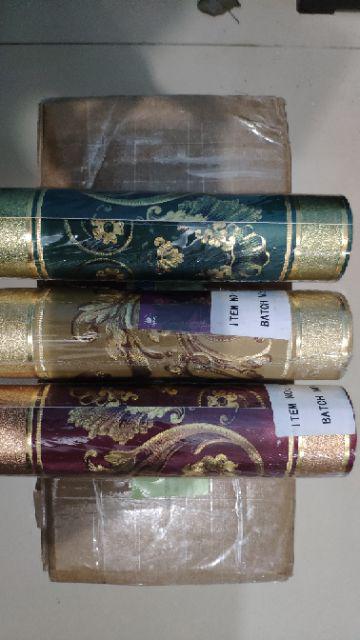 Wallpaper Dinding Borderlist Klasik Mewah Green