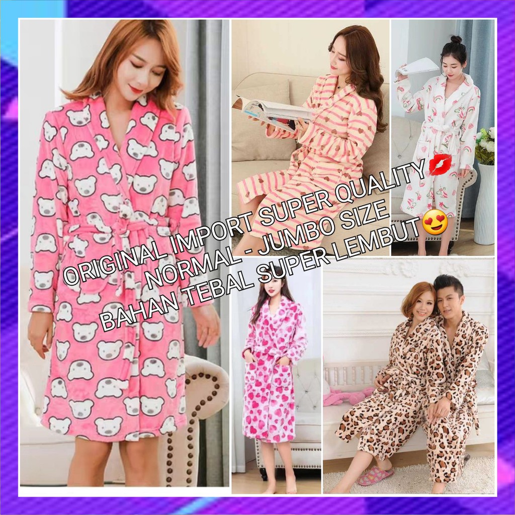 KIMONO IMPORT BULU TEBAL HALUS LEMBUT ORIGINAL JUMBO NORMAL CINA KOREA CEWEK COWOK BAJU MANDI RENANG