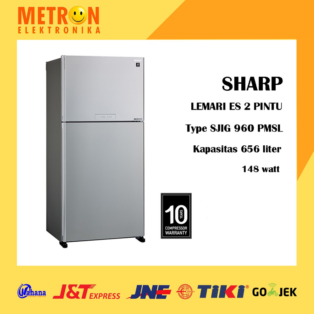 SHARP SJ-IG 960 PM-SL - SILVER LEMARI ES 2 PINTU INVERTER /  SJIG960PMSL