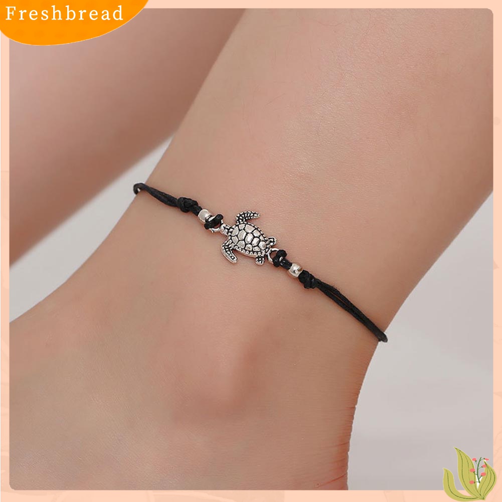 Terlaris Vintage Turtle Charm Handmade Woven Ankle Bracelet Anklet Women Beach Jewelry