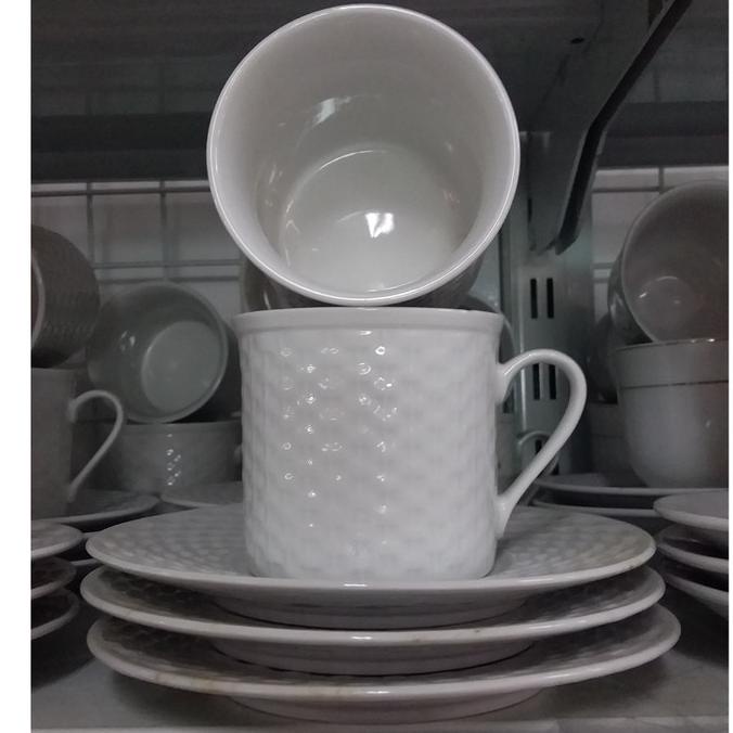 +++++] CANGKIR POLOS KERAMIK DENGAN MOTIF TIMBUL GELAS MUG TATAKAN LEPEK