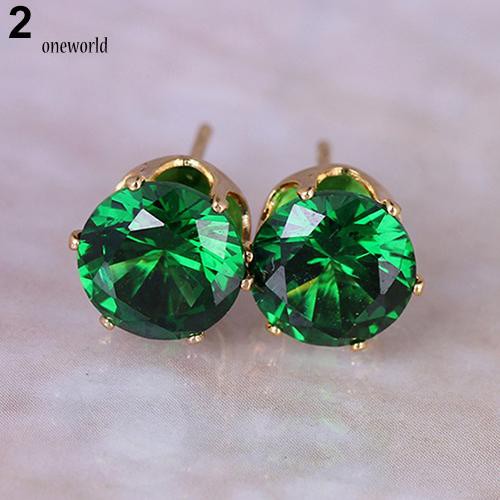 [ONE] Unisex Ear Studs Elegan Semua Pertandingan Cubic Zirconia Bulat Anting Indah Untuk Pacaran