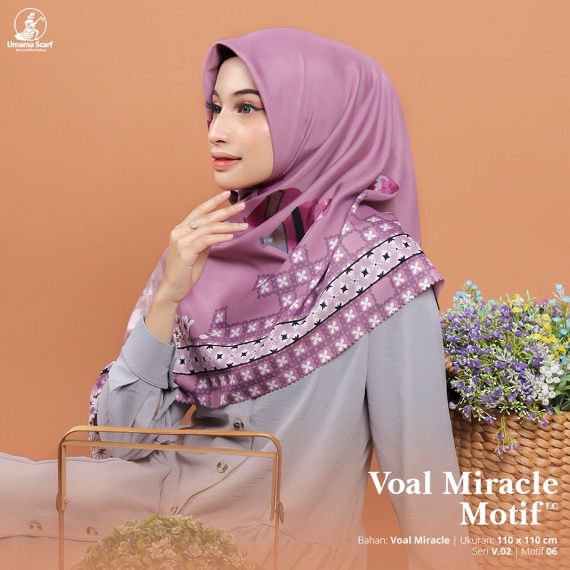 Umama Scarf - Kerudung Motif Segi Empat Voal Miracle Motif Lc