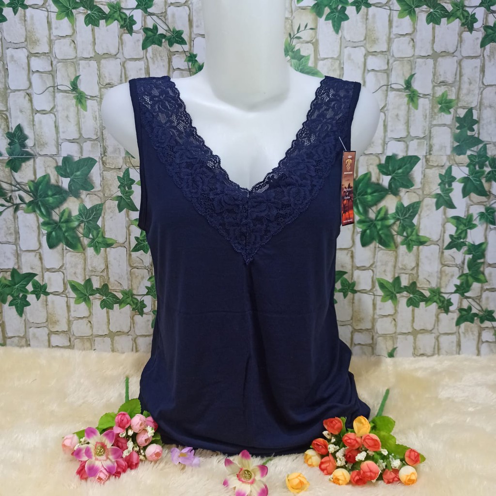 Tanktop/Singlet Jumbo XXL Renda V-Navy