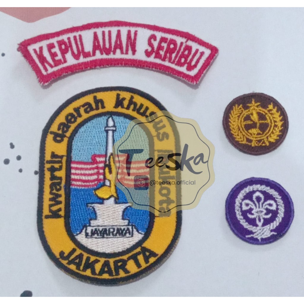 Set Atribut  Seragam Pramuka Logo Tunas Kelapa dan Wosm, Logo Kwartir Daerah ( Kwarda ) DKI Jakarta 