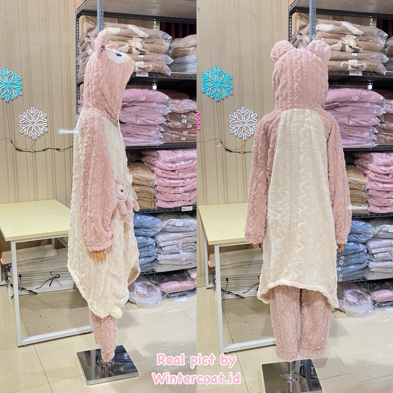 Piyama winter wanita baju tidur musim dingin cewek pajamas hangat tebal 1 set atasan dan bawahan onesie shellie may shellymay shelliemay