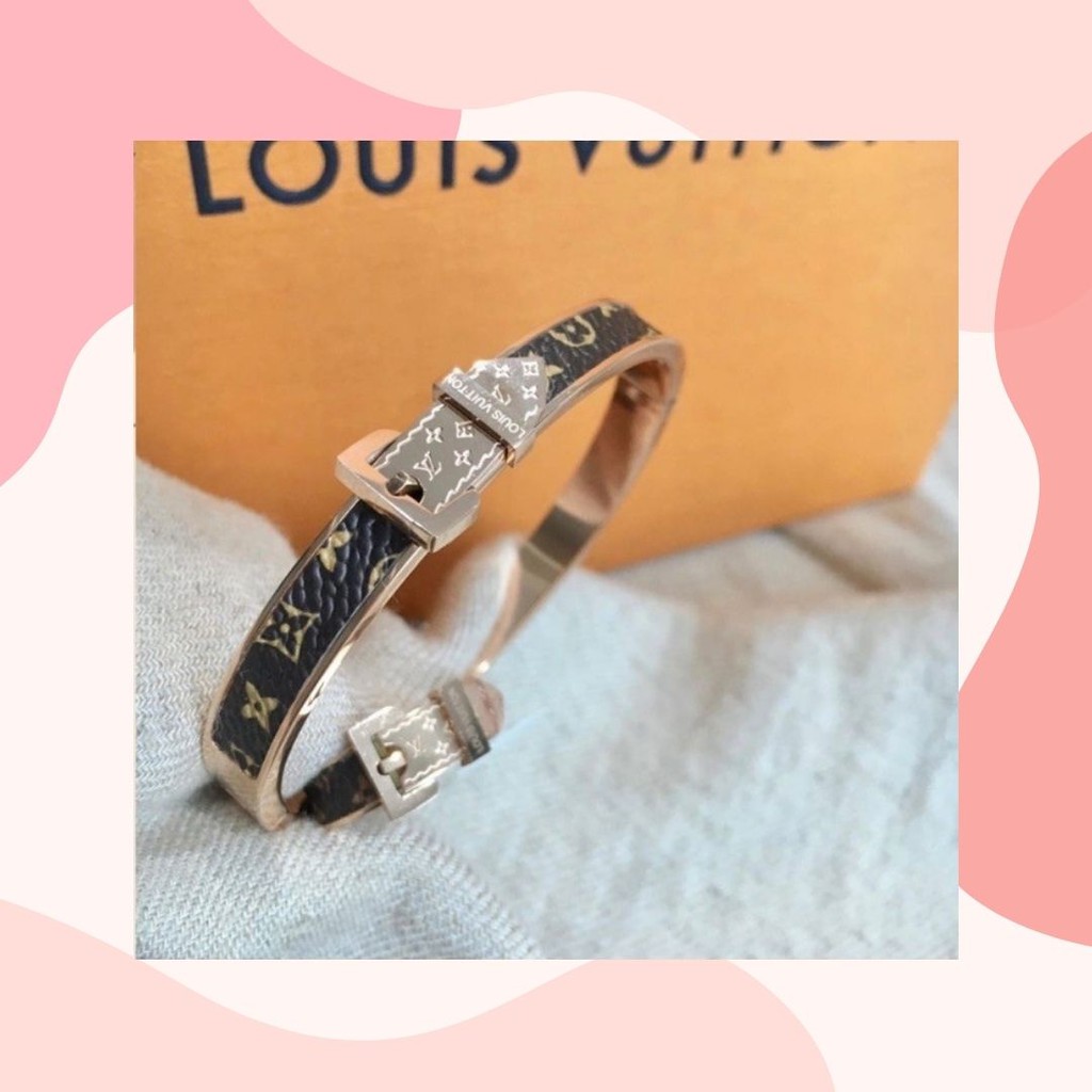 Set Perhiasan Titanium Premium Import Gelang Cincin Kulit Gesper Aksesoris Fashion Wanita *LV*
