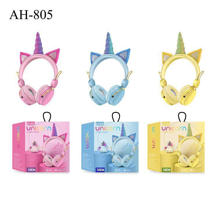 AH-805 Headset/Headphone Bluetooth Kids Cute Unicorn