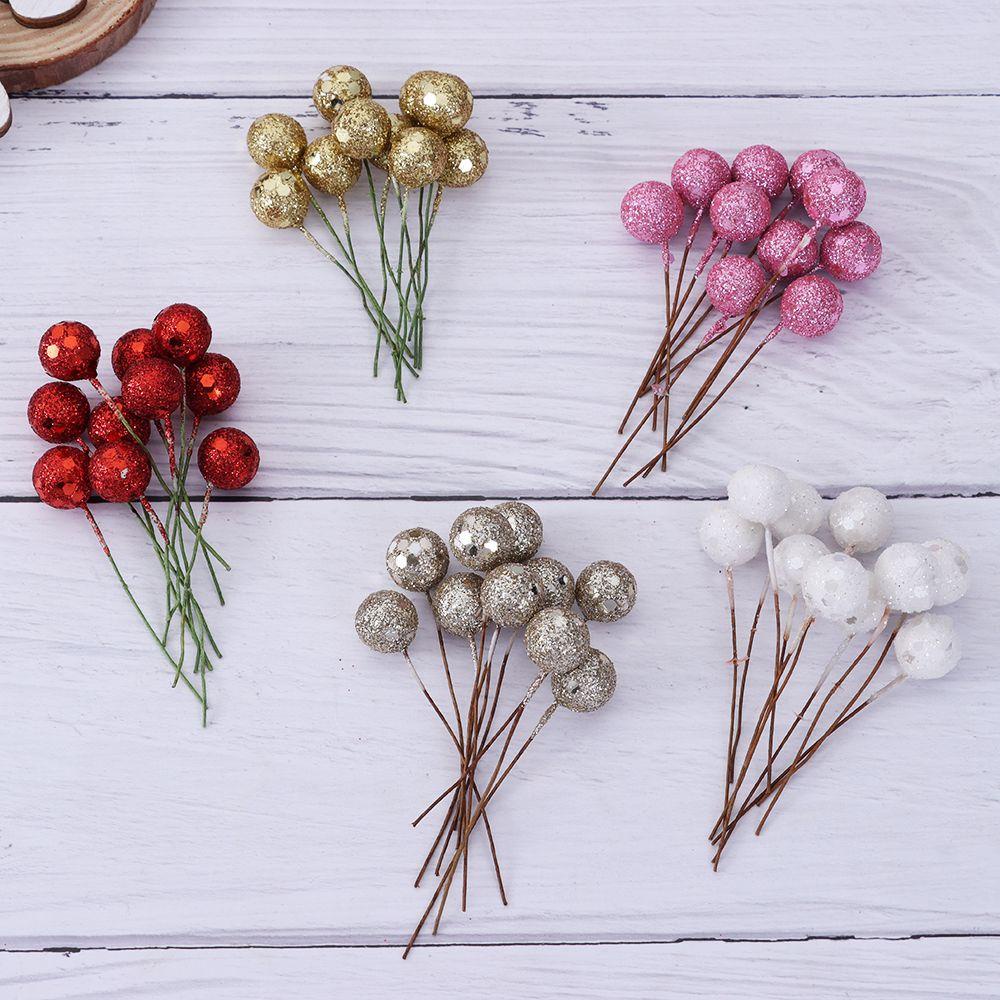 Solighter 10 Pcs Small Berries Home Floral Decor DIY Dekorasi Pernikahan Bunga Kerajinan Perlengkapan Pesta Benang Sari Artificial Flower