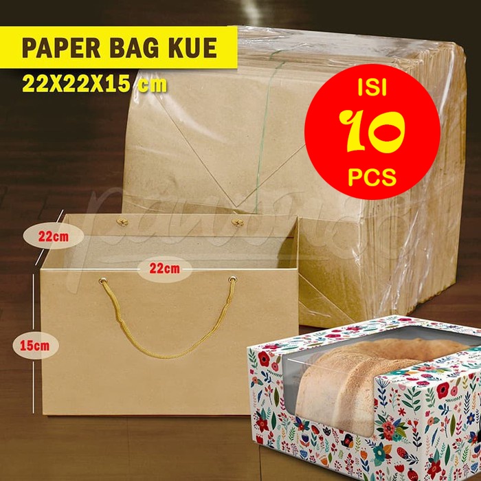 

Paper Bag Kotak Dus Box Kue Cake Box 22x22x15 cm -(10 Pcs)