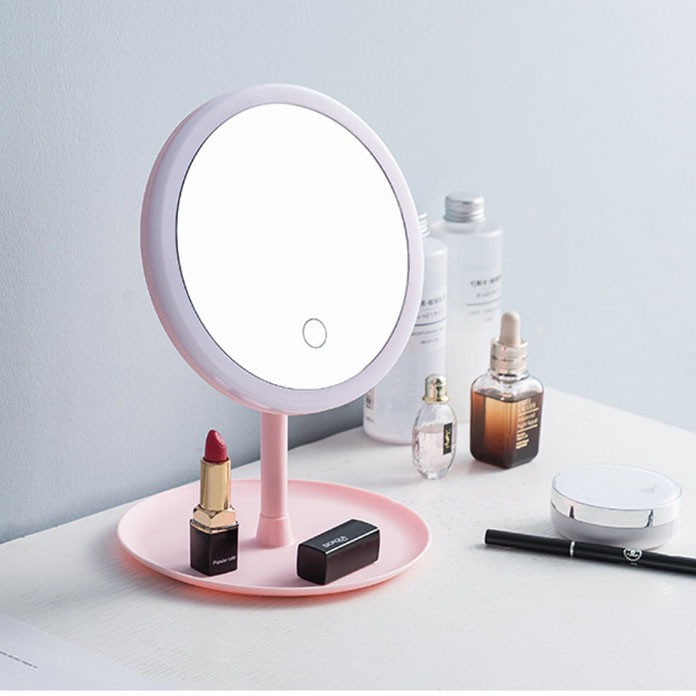 ready cod RECHARGEABLE, LED Mirror 3 KALI PENGATURAN LAMPU, Cermin LED Model Standing cermin lipat