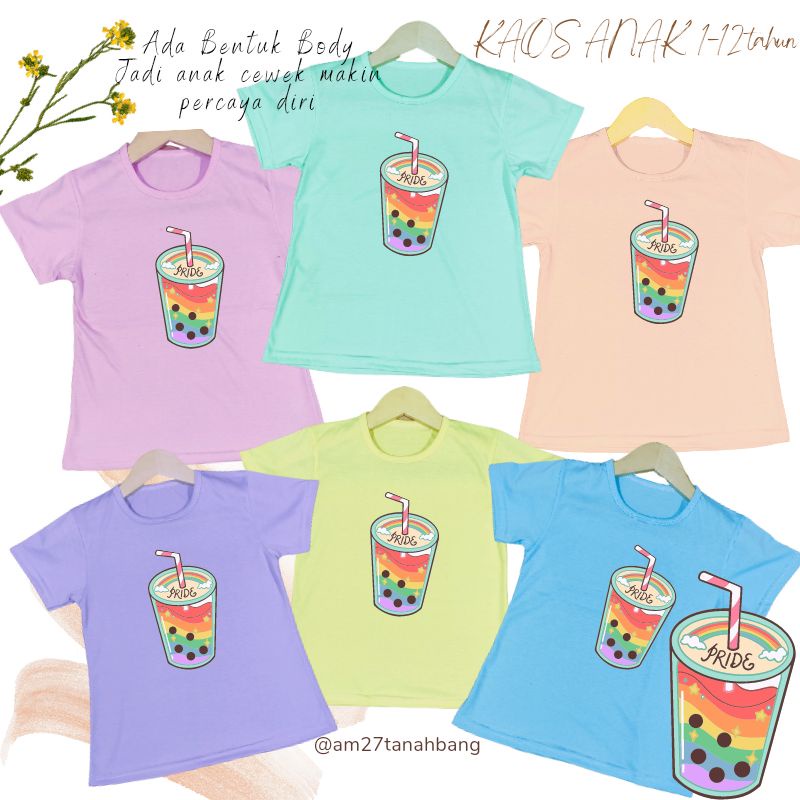 Kaos Anak BOBA Pelangi / Roblox Rainbow 1-12 tahun Motif Viral / Trending