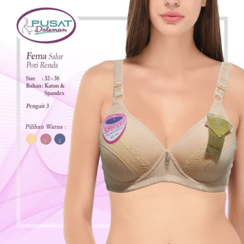 HOT ECER BH BRA FEMA 304 MOTIF RENDA SALUR PORI RENDA HAK 3 - 36
