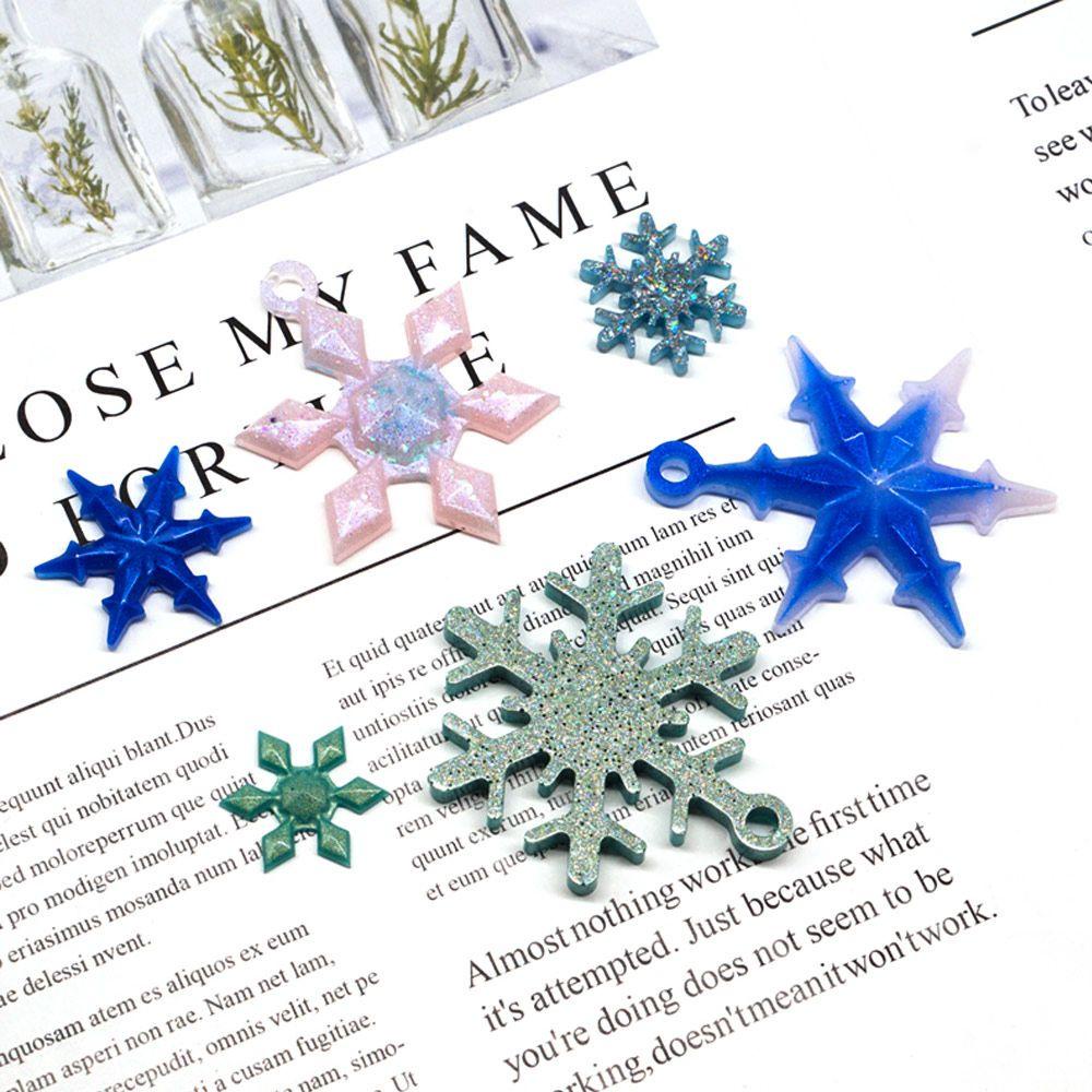 Solighter Cetakan Pengecoran Resin 3D Dropping Glue Snowflake Keychain Mold