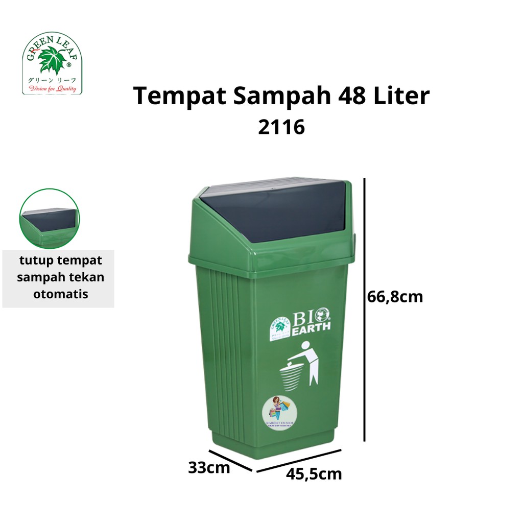 Tempat Sampah BIO Dustbin 48 Liter 2116 Green Leaf