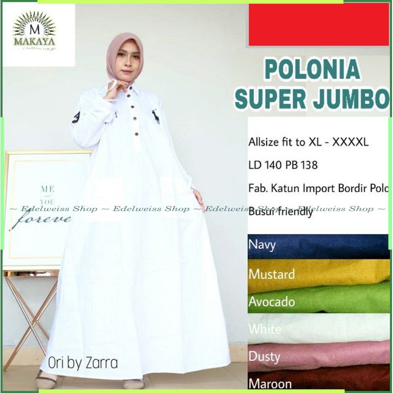 ES - DRESS UNIK SAMPAI LD 140 UKURAN BESAR XXXXL GAMIS POLONIA SIMPLE & ELEGAN BANGET LIMITED JUMBO