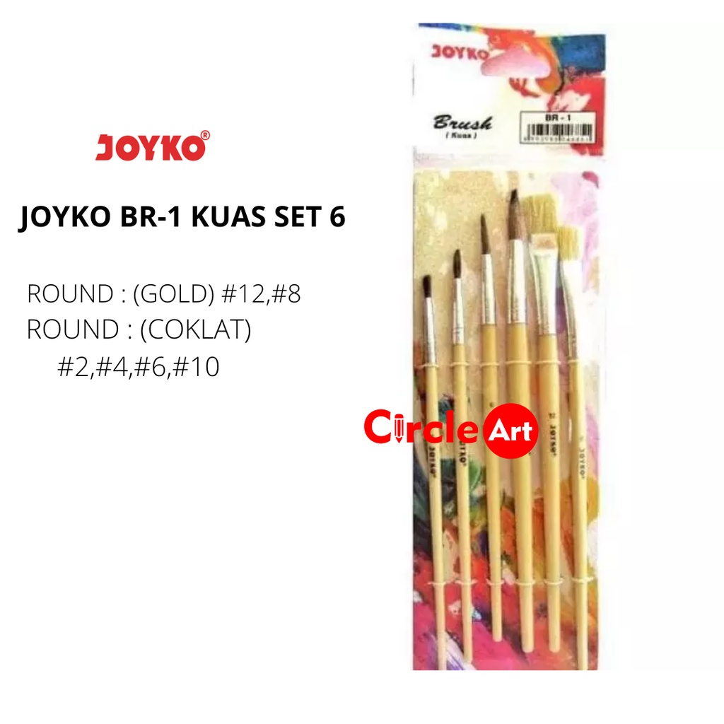

JOYKO BR-1 KUAS SET 6 / KUAS LUKIS SET 6 / kuas anak