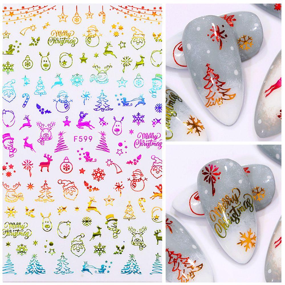 Solighter Stiker Kuku Xmas Hadiah Snowflake Xmas Trees Perekat Manicure