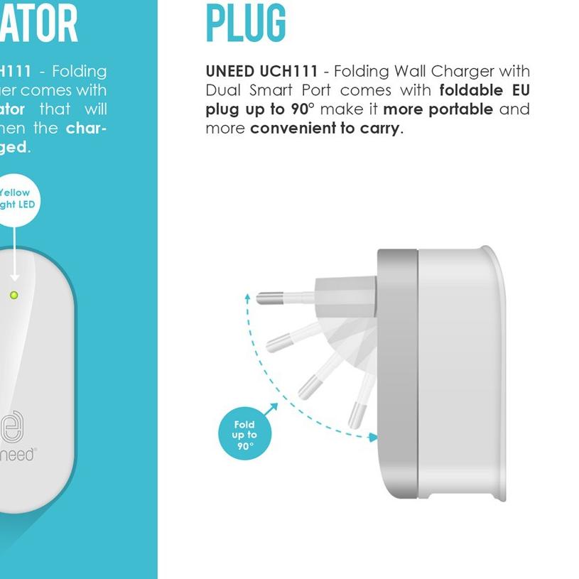 ✵ Uneed Smart Travel Charger Dual USB Port - UCH111 ➴