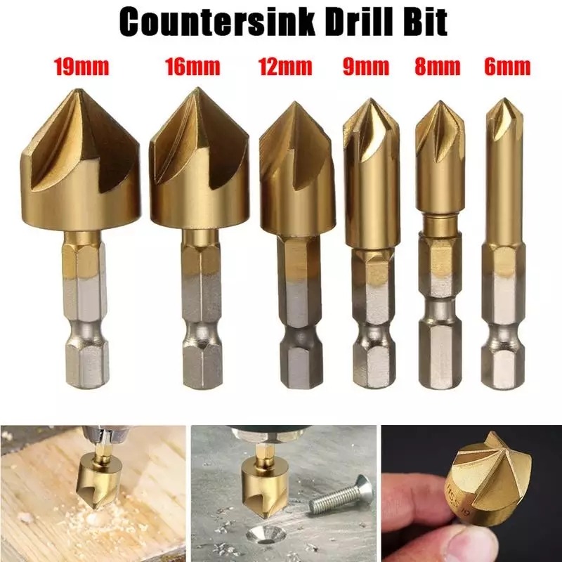 Mata Bor Drill Bit Countersink 6-19mm 6PCS MataBor Kayu Chamfering