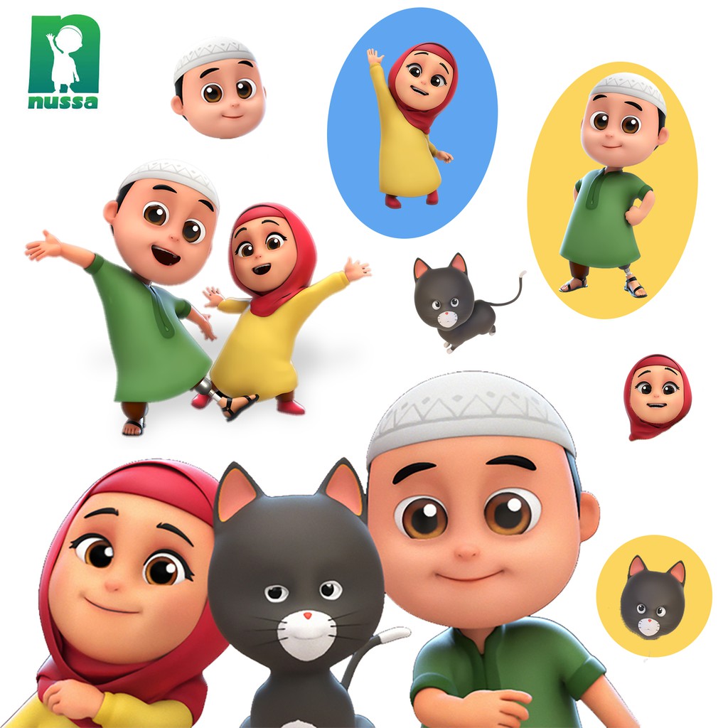 Sticker Nussa Rara Stiker Pack Isi 9 Pcs Animasi Kartun Islam Anak Stiker Shopee Indonesia