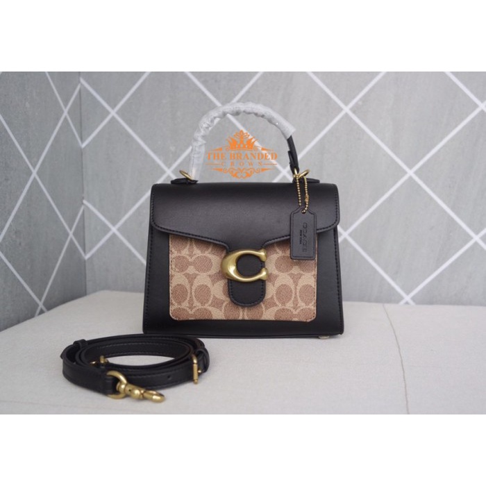 Tas Coach 636 Tabby Top Handle 20 Black Brown Bag In Packaging