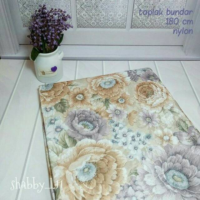 Taplak Meja nylon Round/ Bulat/ bundar motif Shabby